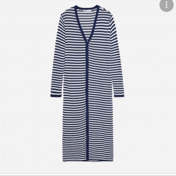 NWT Zara Midi Knitted Striped Cardigan - Picture 3 of 15